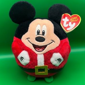 TY Beanie Ballz Collection Mickey Mouse Santa